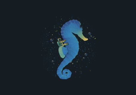 Riding a Sea Horse Astronaut