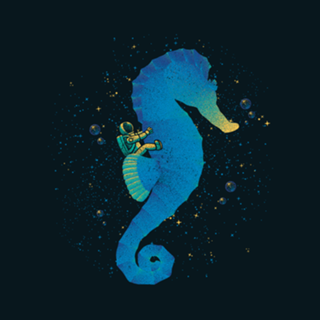 Riding a Sea Horse Astronaut