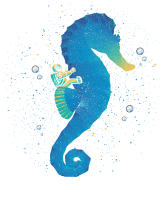 Riding a Sea Horse Astronaut