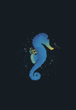 Riding a Sea Horse Astronaut