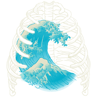 Vaporwave XRay Kanagawa Wave Ribs Bones