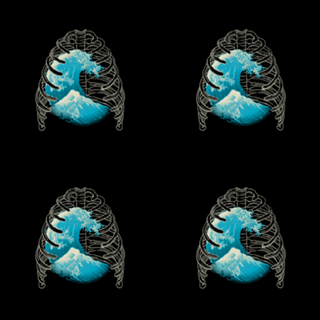 Vaporwave XRay Kanagawa Wave Ribs Bones