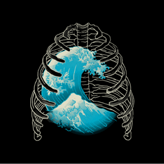 Vaporwave XRay Kanagawa Wave Ribs Bones
