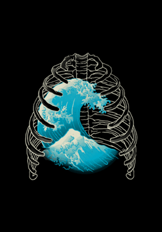 Vaporwave XRay Kanagawa Wave Ribs Bones