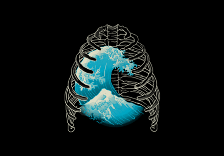 Vaporwave XRay Kanagawa Wave Ribs Bones