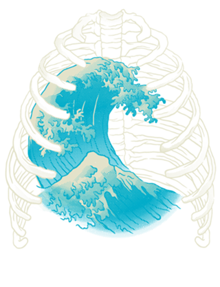 Vaporwave XRay Kanagawa Wave Ribs Bones