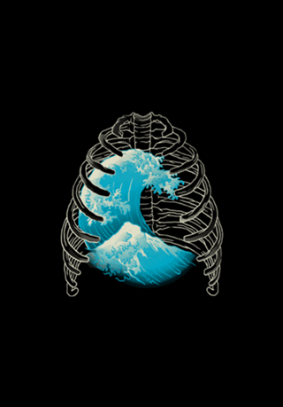 Vaporwave XRay Kanagawa Wave Ribs Bones