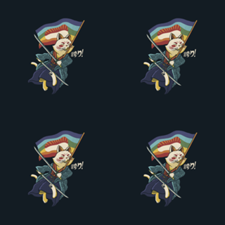 Katana Cat Rainbow Flag Japanese Style Sushi