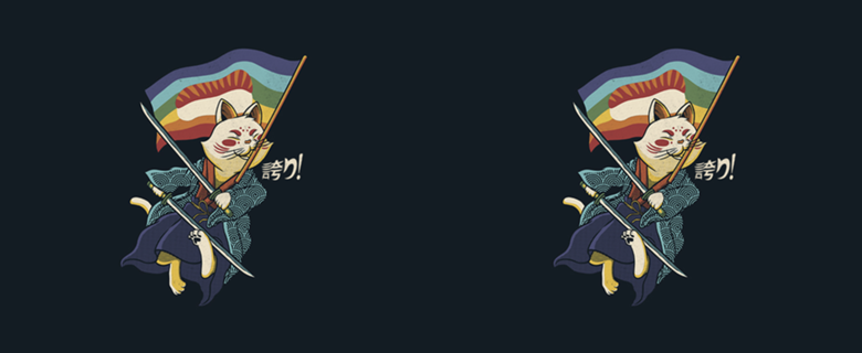 Katana Cat Rainbow Flag Japanese Style Sushi