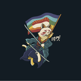 Katana Cat Rainbow Flag Japanese Style Sushi