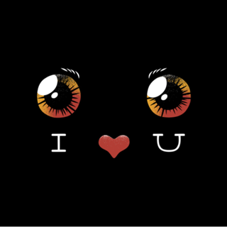 I Love You Black Cat Face