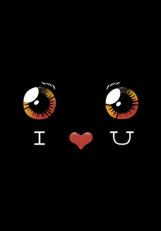 I Love You Black Cat Face