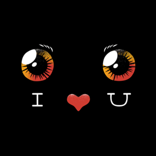 I Love You Black Cat Face