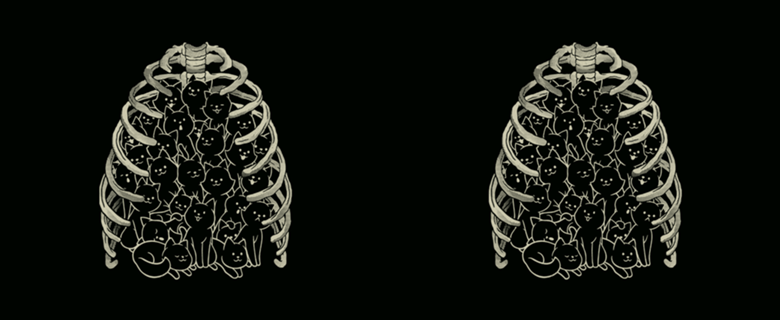 Neko Cat Ribcage Black and White