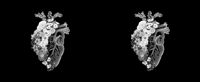 Flower Heart Spring Black and White