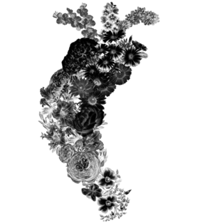 Flower Heart Spring Black and White Inverse