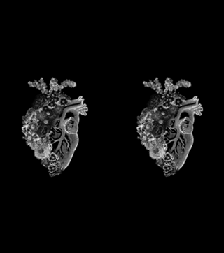 Flower Heart Spring Black and White Inverse