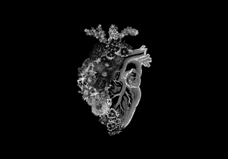 Flower Heart Spring Black and White Inverse