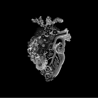 Flower Heart Spring Black and White Inverse