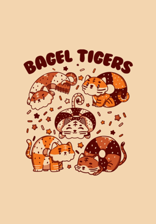 Bagel Tigers Breakfast Animals