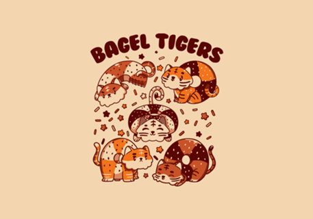 Bagel Tigers Breakfast Animals