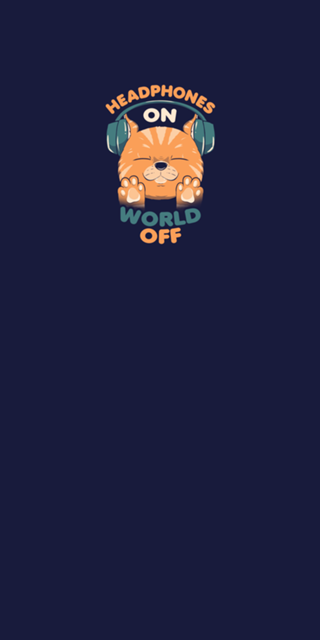 Music Cat Headphones On World Off