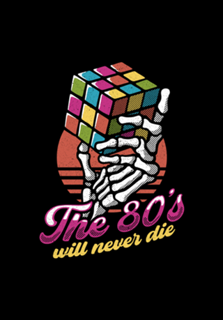 80s Will Never Die Skeleton Cube Vintage