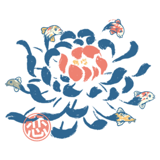 Vintage Japonese Flower Koi