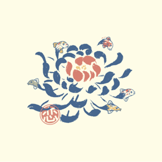 Vintage Japonese Flower Koi