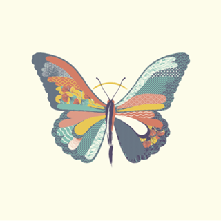 Japanese Pattern Butterfly Art
