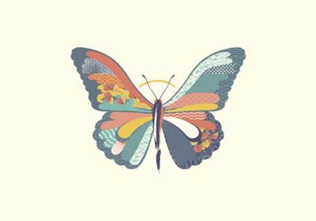 Japanese Pattern Butterfly Art