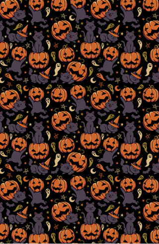 Pumpkin Field Black Cat Autumn Halloween