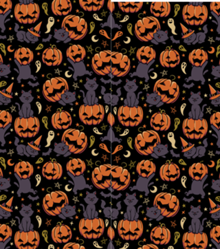 Pumpkin Field Black Cat Autumn Halloween