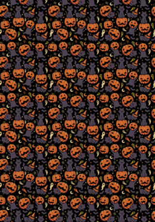 Pumpkin Field Black Cat Autumn Halloween