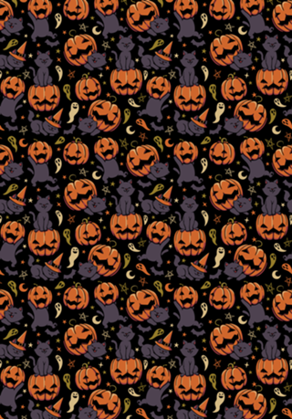 Pumpkin Field Black Cat Autumn Halloween