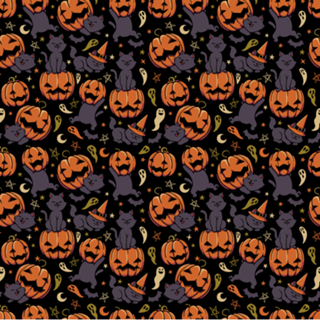 Pumpkin Field Black Cat Autumn Halloween