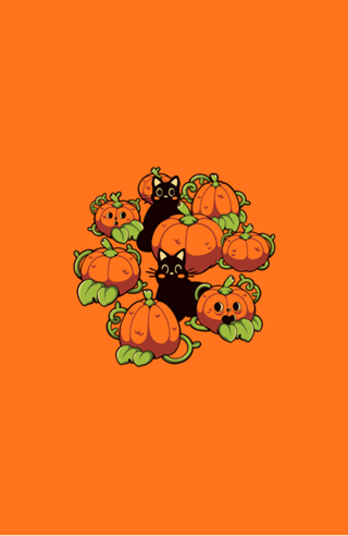 Cats and Pumpkins Kawaii Halloween