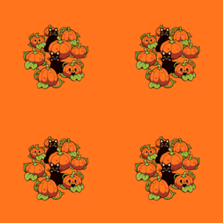 Cats and Pumpkins Kawaii Halloween