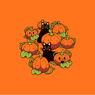 Cats and Pumpkins Kawaii Halloween