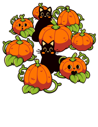 Cats and Pumpkins Kawaii Halloween