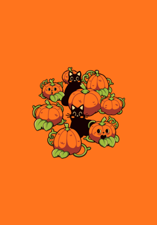 Cats and Pumpkins Kawaii Halloween