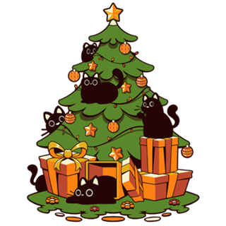 Black Cat Christmas Kittens