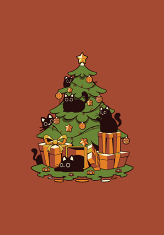 Black Cat Christmas Kittens