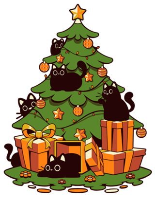 Black Cat Christmas Kittens