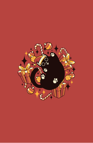 Xmas Kawaii Black Kitten