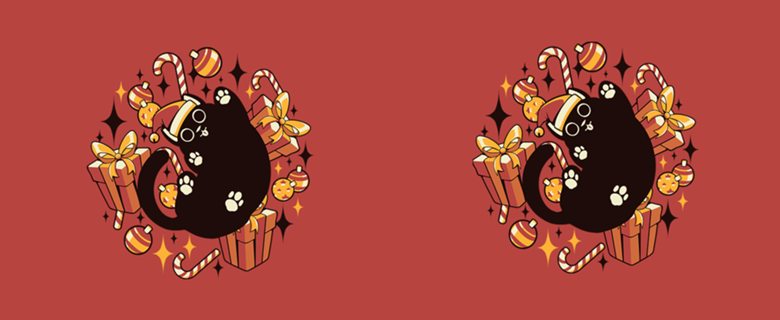 Xmas Kawaii Black Kitten
