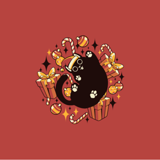 Xmas Kawaii Black Kitten