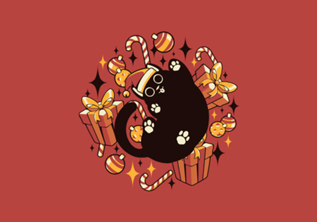 Xmas Kawaii Black Kitten