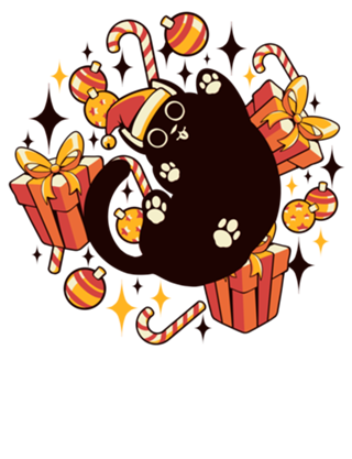 Xmas Kawaii Black Kitten
