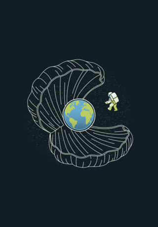 Oyster Pearl Earth Astronaut